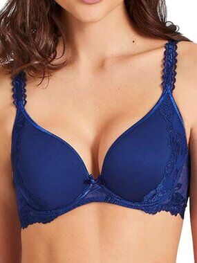 AUBADE Softessence Plunge Spacer Bra in Sapphire Blue Size 38B NWT